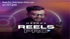 Tela mostrando o site oficial para download do Reels Pro com destaque para o botão de acesso