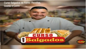 Imagem do curso Salgados de Forno mostrando receitas e ferramentas de gestão para empreendedores