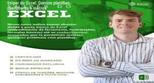 Tela do curso Sniper do Excel mostrando dashboards avançados