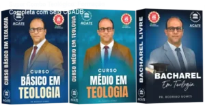 Capa do Super Combo Teológico do Pastor Rodrigo Gomes mostrando certificado CGADB e módulos de estudo online