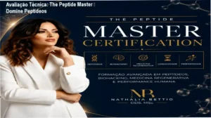 Dra Nathalia Bettio apresentando a certificação The Peptide Master para profissionais de saúde