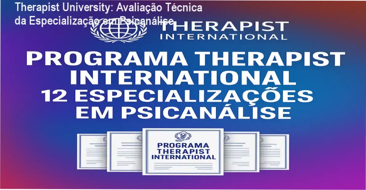 Captura de tela da plataforma Therapist University mostrando certificações de psicanálise