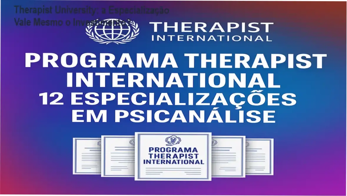 Tela do programa online de Psicanálise da Therapist University mostrando certificações e acesso vitalício