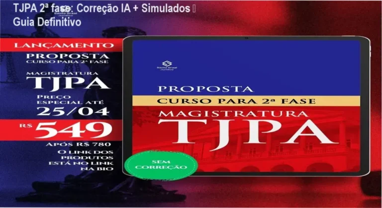 Tela do curso TJPA 2ª fase mostrando correção individualizada e simulados no padrão FGV