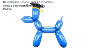 Aluna praticando montagem de cenário de balões profissional após o curso Universidade Cenário Balões 2.0