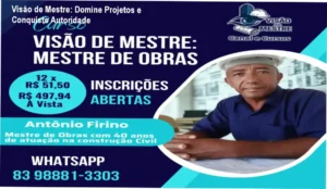 Profissional de construção civil aprendendo leitura de projetos com o curso Visão de Mestre