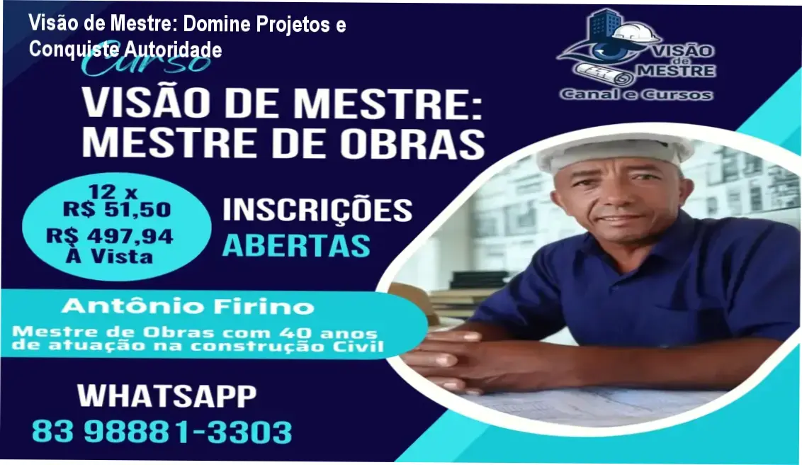 Profissional de construção civil aprendendo leitura de projetos com o curso Visão de Mestre