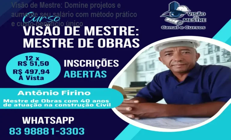 Imagem do curso Visão de Mestre mostrando a prática de leitura de projetos com benefício de maior salário para mestres de obras