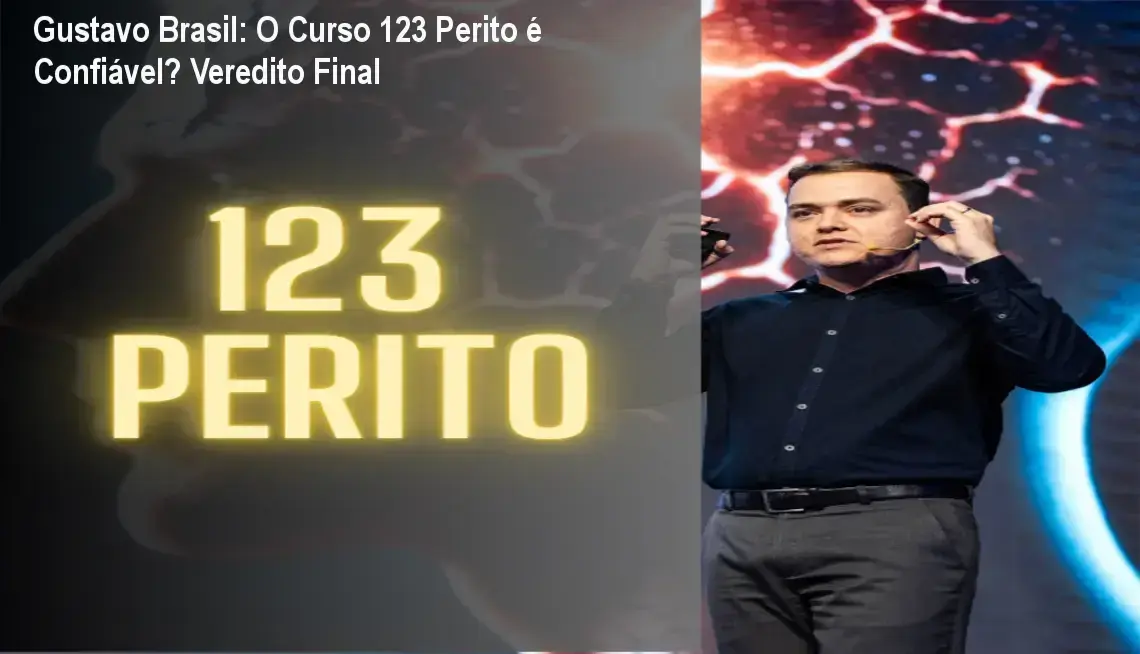 Bastidores do método 123 Perito de Gustavo Brasil com microscópio digital e interface de IA