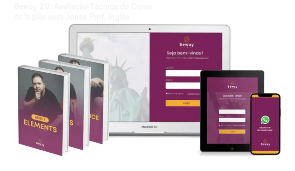 Beway 2.0 com Jonas Prof. Inglês: Visual de aulas e suporte interno