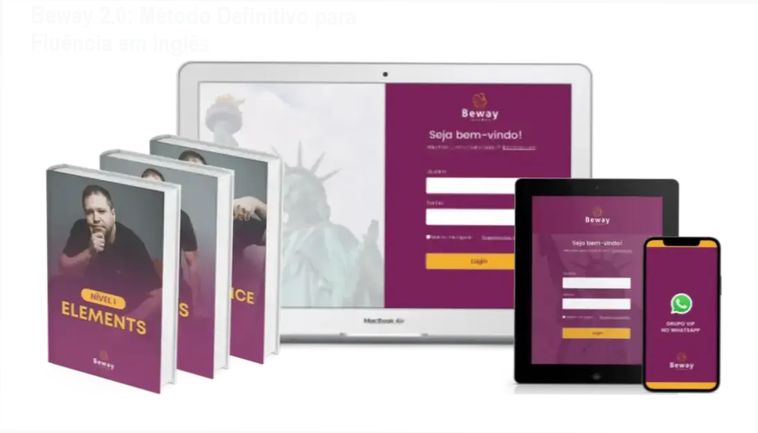 Método Beway 2.0 para fluência em inglês com suporte humano e técnicas de memorização.