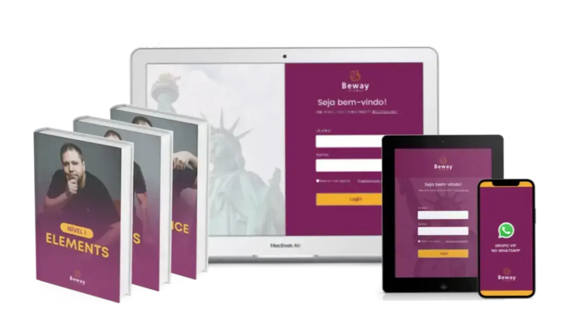 Tela do site oficial mostrando o botão de acesso ao curso Beway 2.0