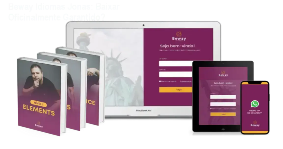 Interface da plataforma Beway Idiomas Jonas com opção de download oficial do curso