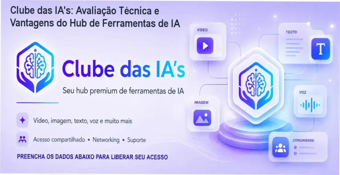 Clube das IA's - Visual do ecossistema com ferramentas de IA integradas e interface de acesso