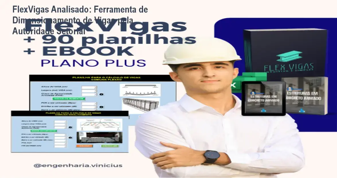 FlexVigas - Análise técnica por Vinícius Wilk com fundo de engenharia estrutural
