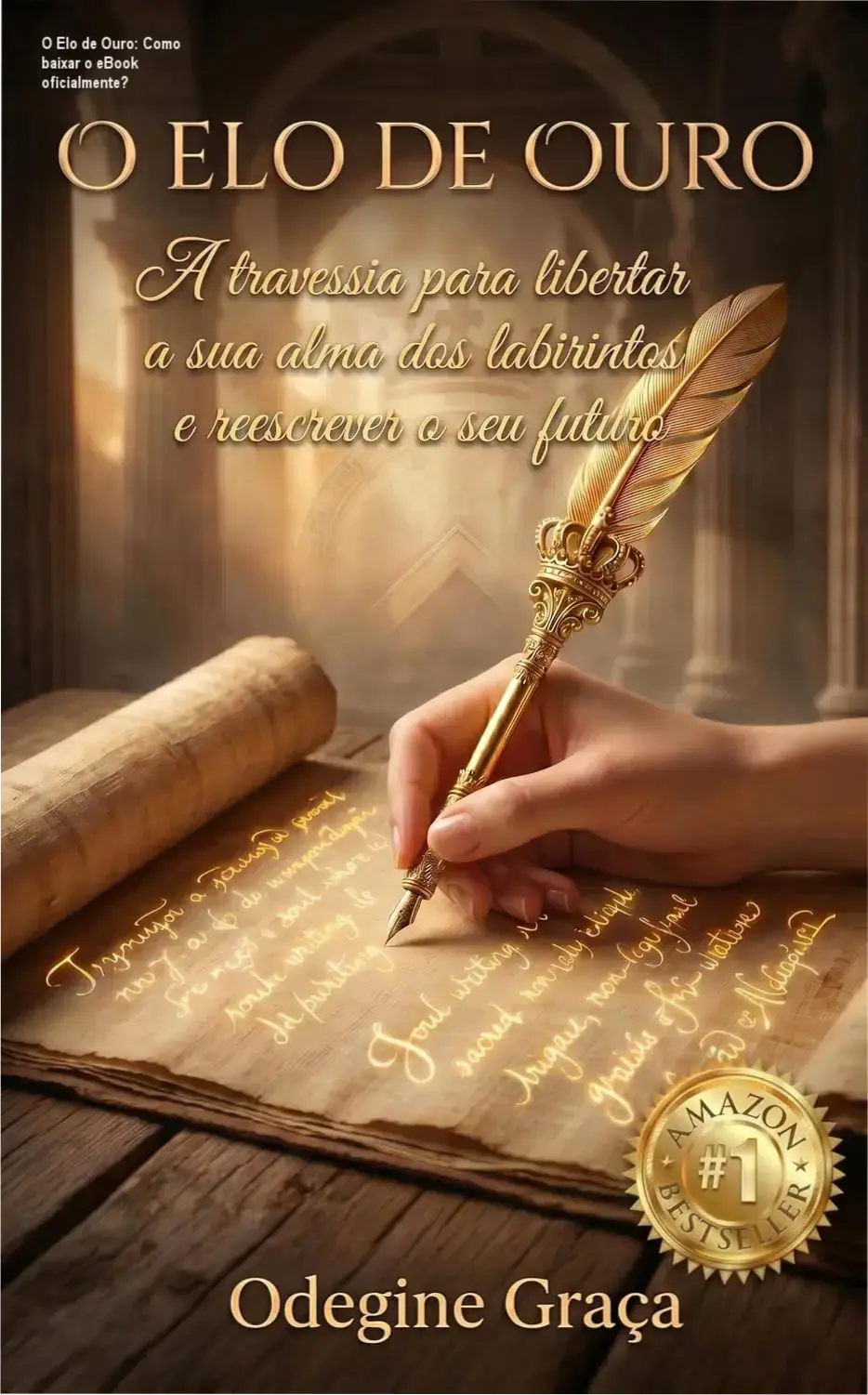 Capa do eBook O Elo de Ouro mostrando a ilustração de um caminho dourado entre labirintos