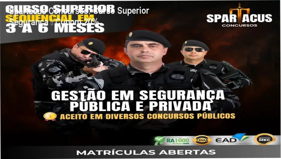 Spartacus Concursos – Curso Superior em Segurança com cupom de desconto