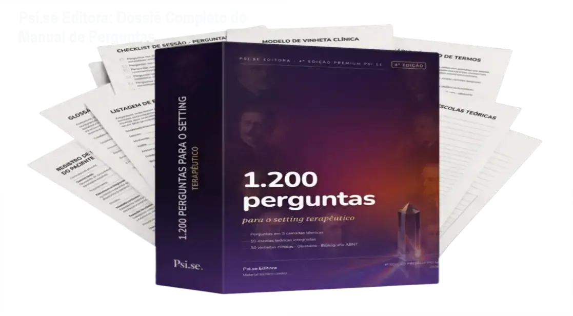 Interface digital do livro 1.200 Perguntas para o Setting Terapêutico da Psi.se Editora apresentando conteúdo técnico