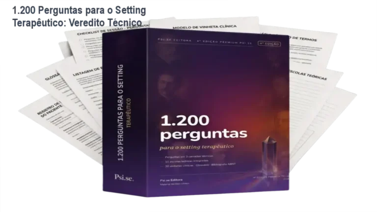 Capa do livro 1.200 Perguntas para o Setting Terapêutico focada em repertório clínico para psicólogos
