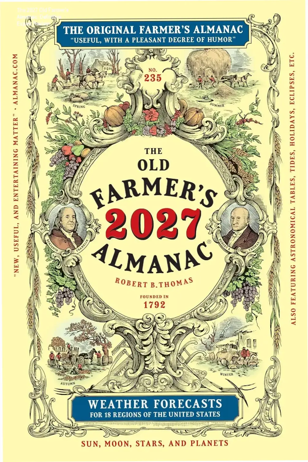 The 2027 Old Farmer's Almanac Trade Edition book cover showcasing a premium layout