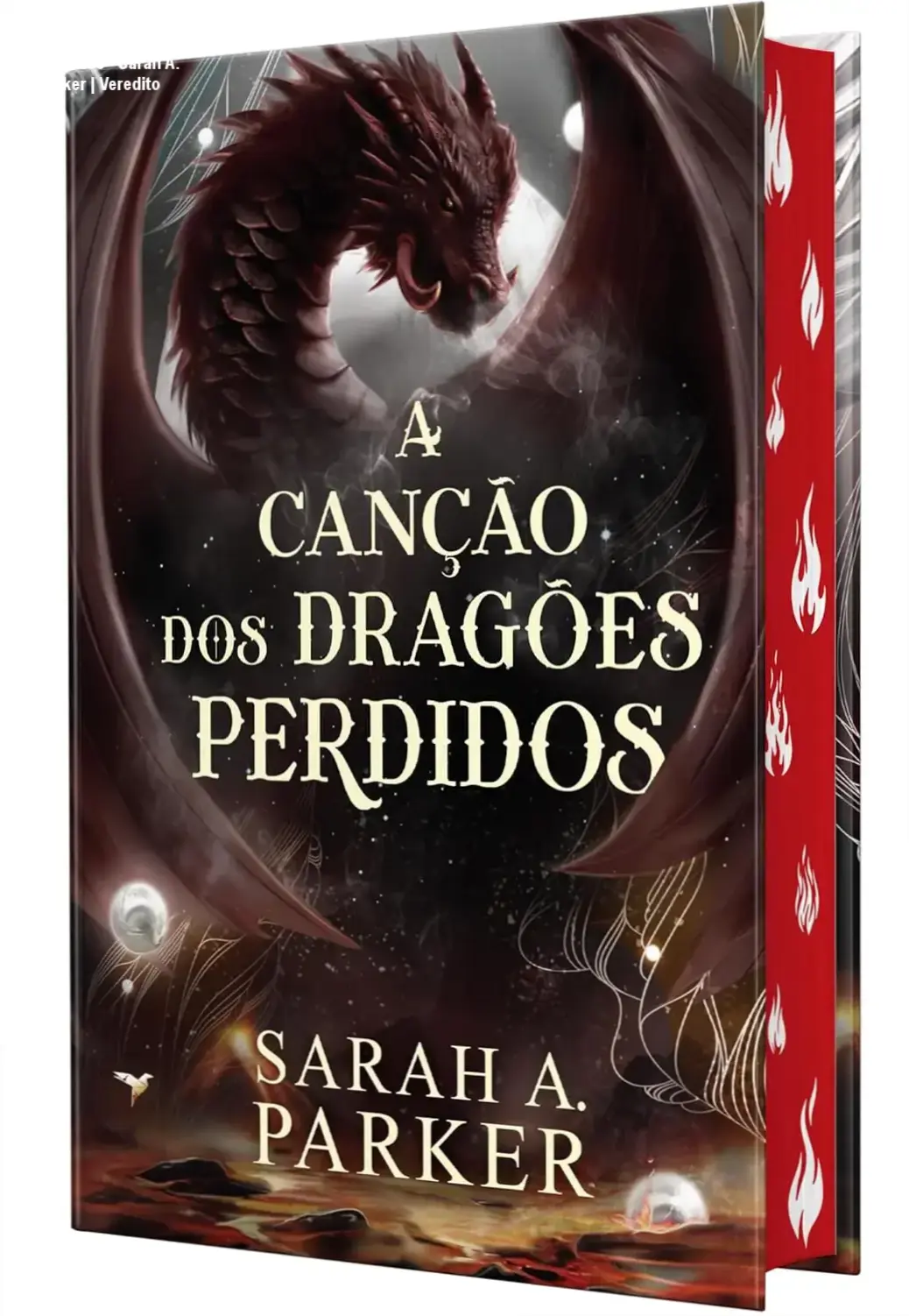 Capa dura de A Canção dos Dragões Perdidos de Sarah A. Parker com pintura trilateral