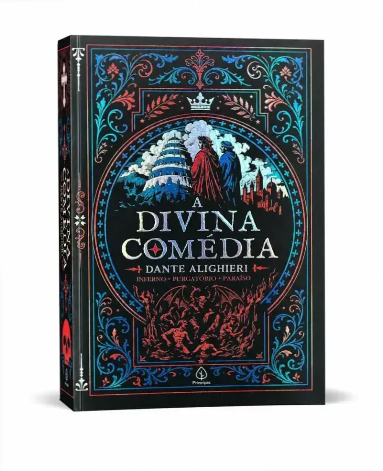 Capa da edição supreme de A Divina Comédia de Dante Alighieri com acabamento em relevo