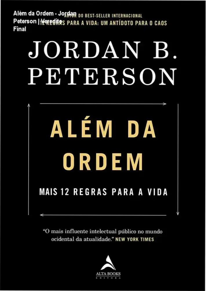 Capa do livro Além da Ordem de Jordan B. Peterson focada em psicologia e filosofia