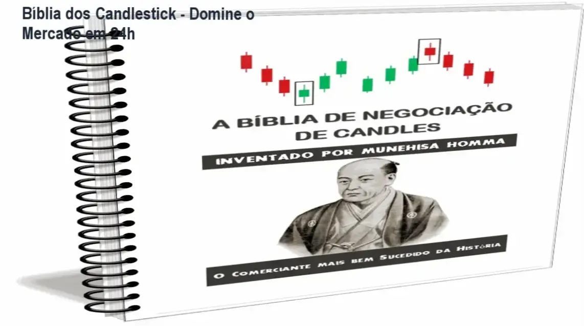 Capa do ebook Bíblia dos Candlestick com gráfico de velas e texto 'Aumente seus ganhos no mercado financeiro'
