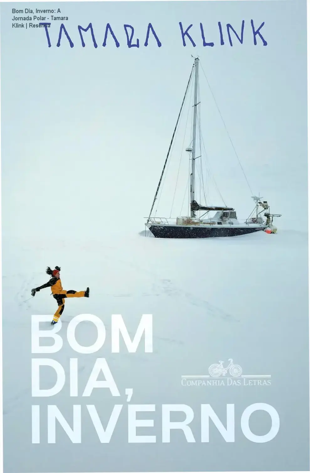 Capa do livro Bom Dia, Inverno mostrando Tamama Klink em ambiente polar com auroras boreais