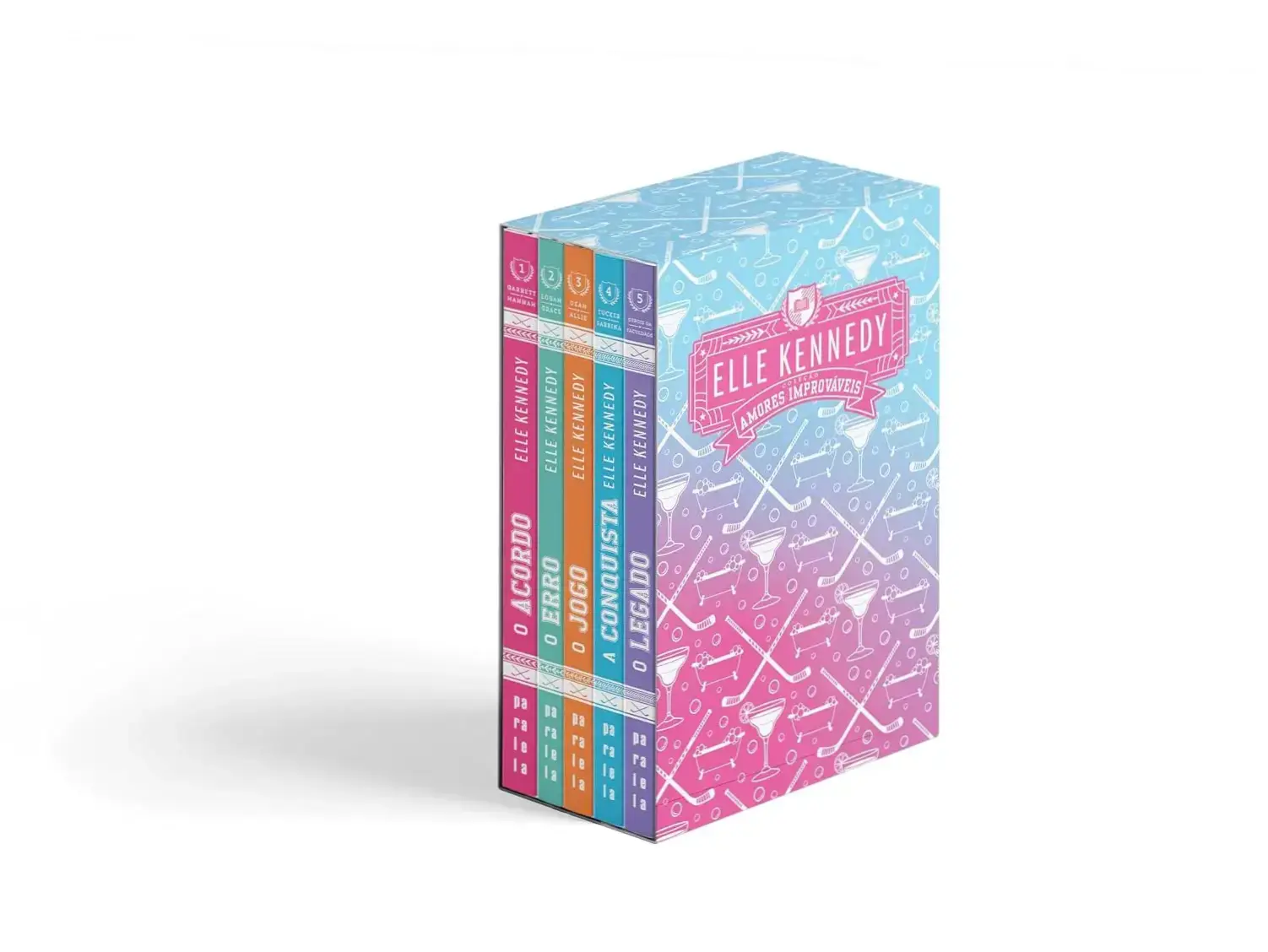 Conjunto de livros Box Amores Improváveis de Elle Kennedy em edição especial