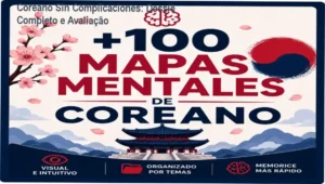 Visualização de mapas mentais coloridos para o estudo do idioma coreano com temas de cultura pop
