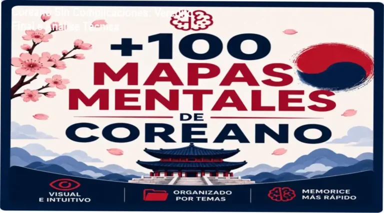 Mapas mentais visuais do material Coreano Sin Complicaciones para aprendizado de idioma
