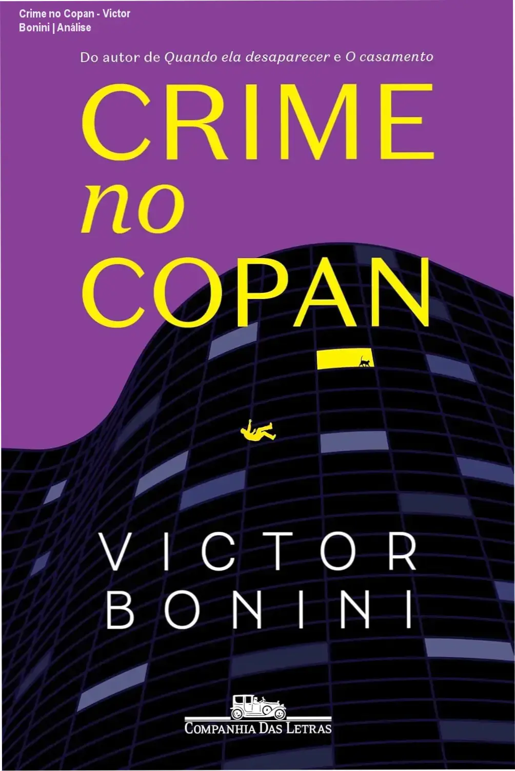 Capa do eBook Crime no Copan de Victor Bonini em dispositivo Kindle