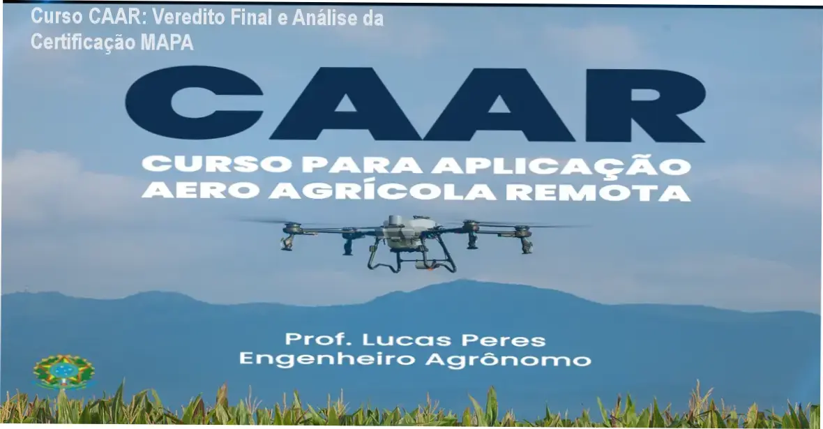 Drone de pulverização agrícola em operação no campo representando a certificação CAAR MAPA