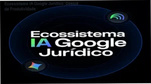 Profissional do direito utilizando ferramentas do ecossistema Google como Gemini e NotebookLM para análise de documentos jurídicos