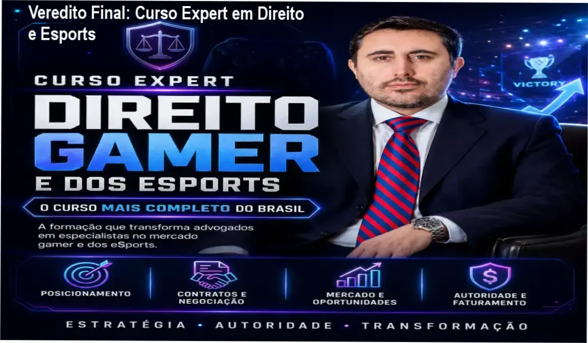 Interface do Curso Expert em Direito e Esports focada em especialização jurídica para games