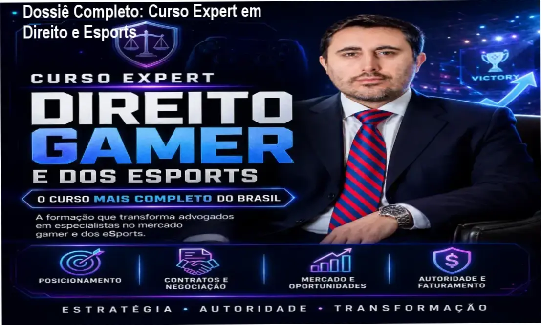 Representação visual de um advogado especializado em Direito Gamer e eSports analisando contratos digitais.