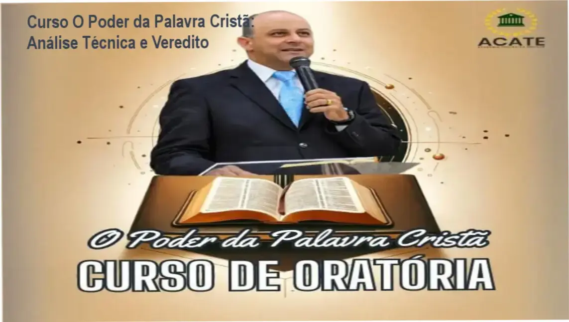 Capa do Curso O Poder da Palavra Cristã do Pr. Rodrigo Gomes exibindo módulos de homilética e oratória sacra