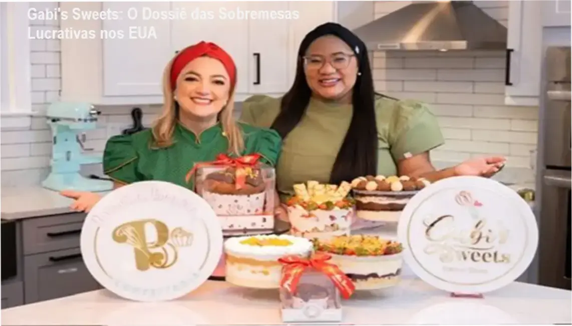 Curso de Sobremesas Lucrativas de Gabriela Cunha e Priscila Bravin mostrando bastidores de confeitaria nos EUA