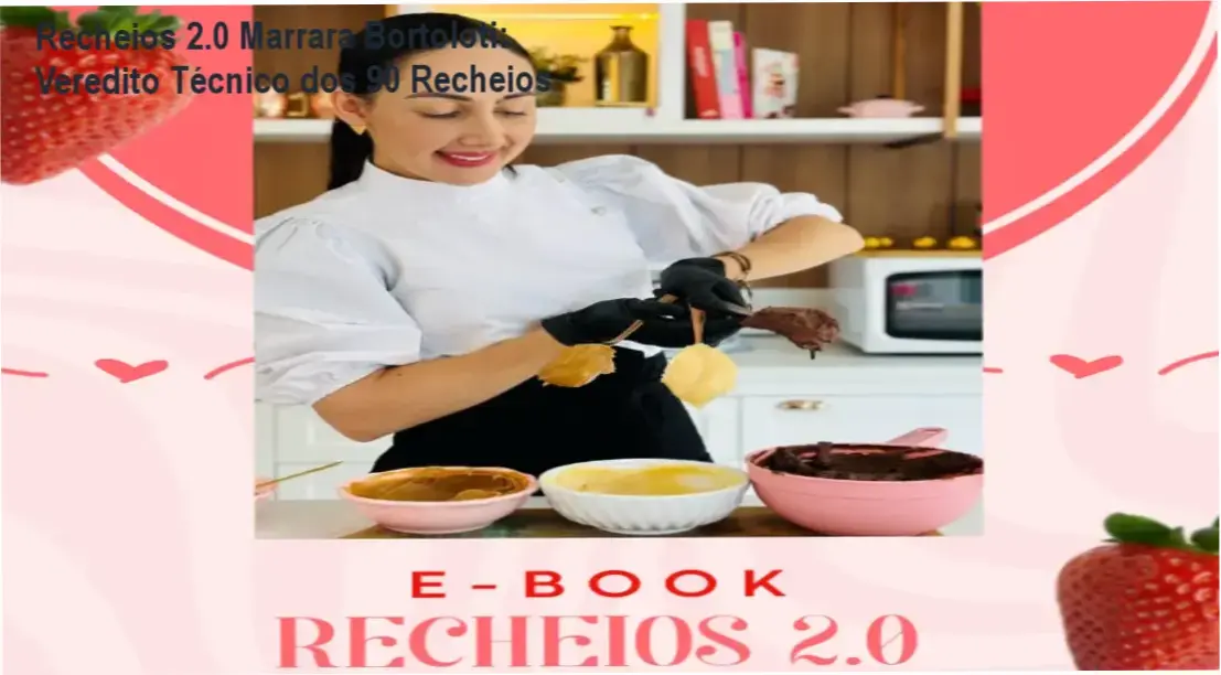 E-book Recheios 2.0 Marrara Bortoloti visão interna das 90 receitas e videoaulas