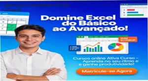 Interface de aprend Provincial de Excel e PowerBI da Ativa Curso demonstrando o ecossistema de aulas e materiais