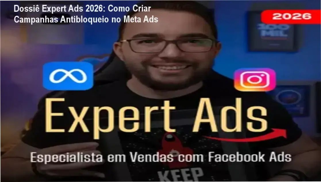 Capa da análise técnica do curso Expert Ads 2026 mostrando estrutura de contingência no Gerenciador de Anúncios do Meta