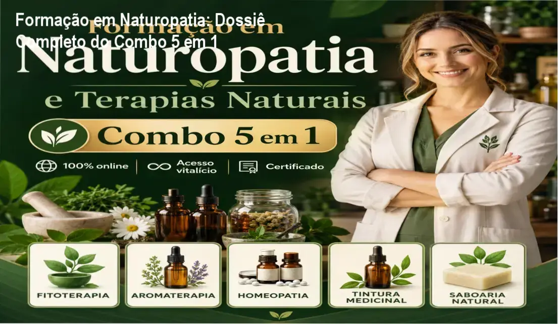 Profissional de terapias integrativas estudando o combo de cursos em Naturopatia e Fitoterapia