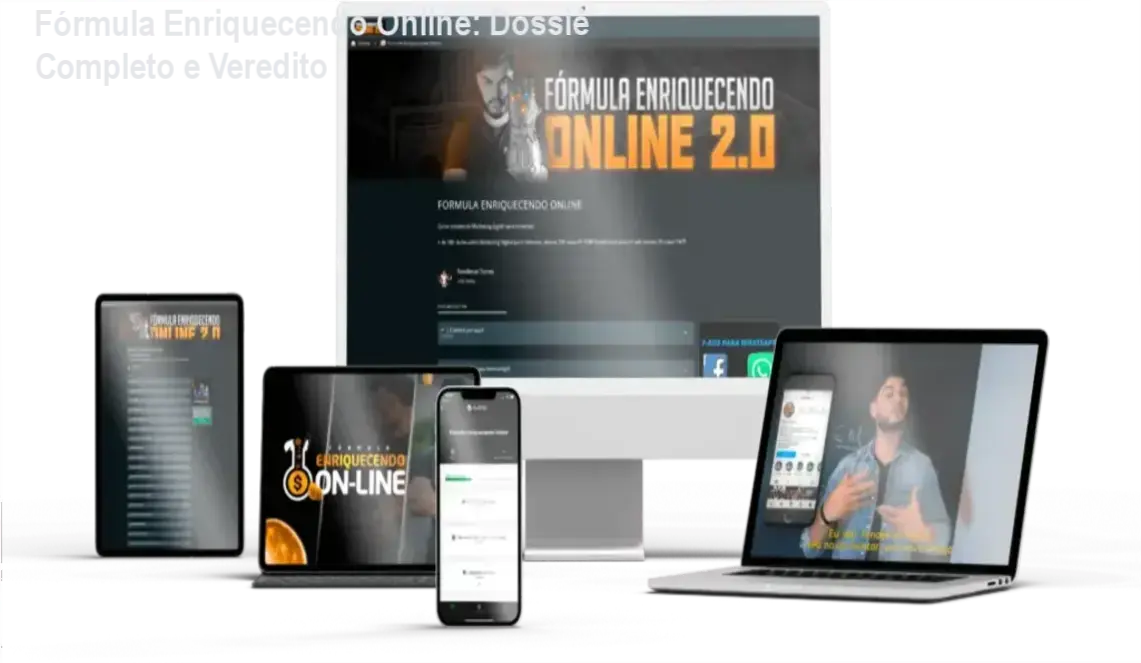 Representação visual do ecossistema do curso Fórmula Enriquecendo Online e o Método T.O.M de marketing digital