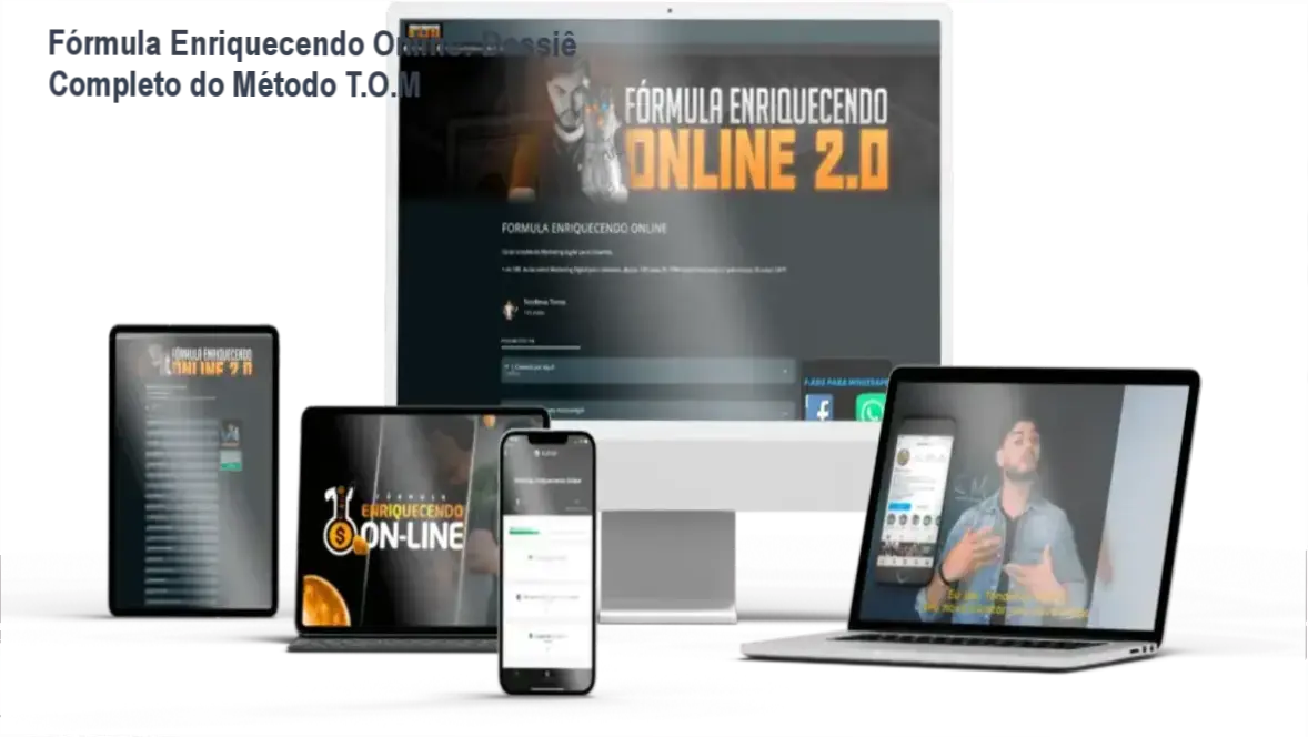 Interface de plataforma de curso online demonstrando o método de marketing digital para geração de renda.