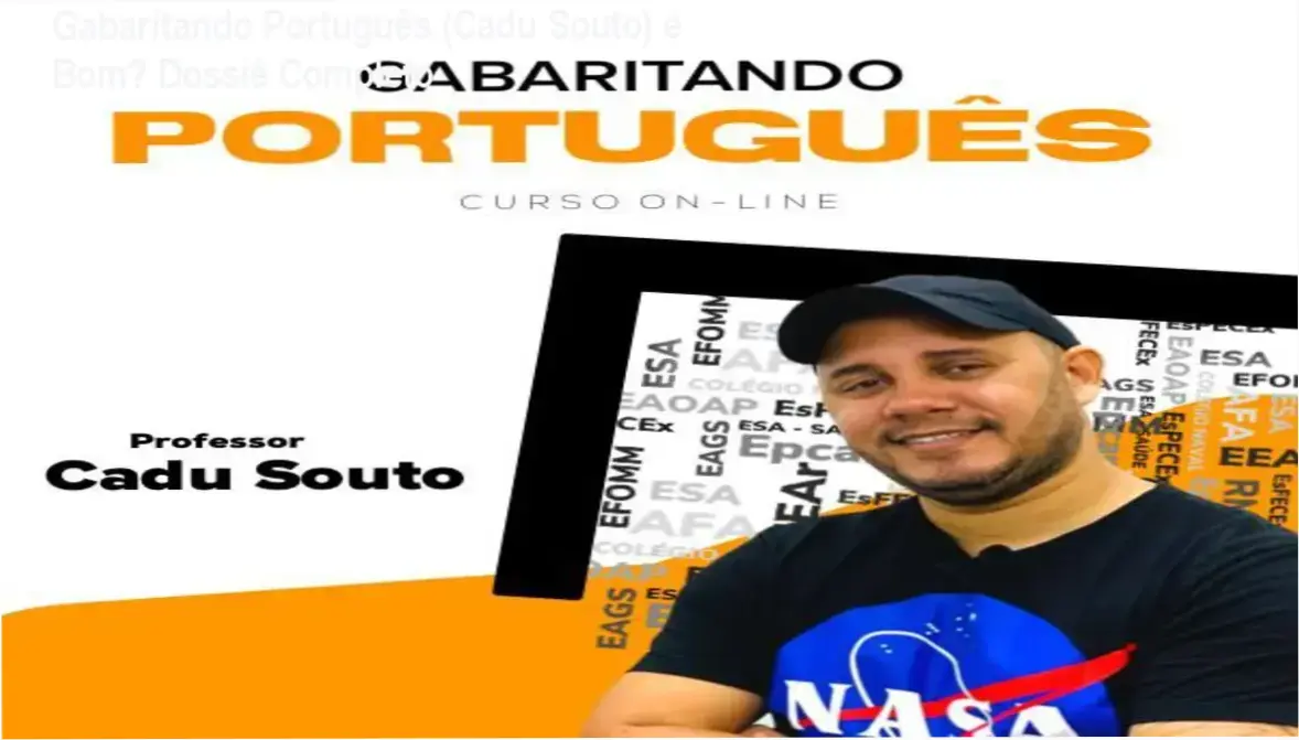 Interface do curso Gabaritando Português do Professor Cadu Souto demonstrando as aulas e plataforma