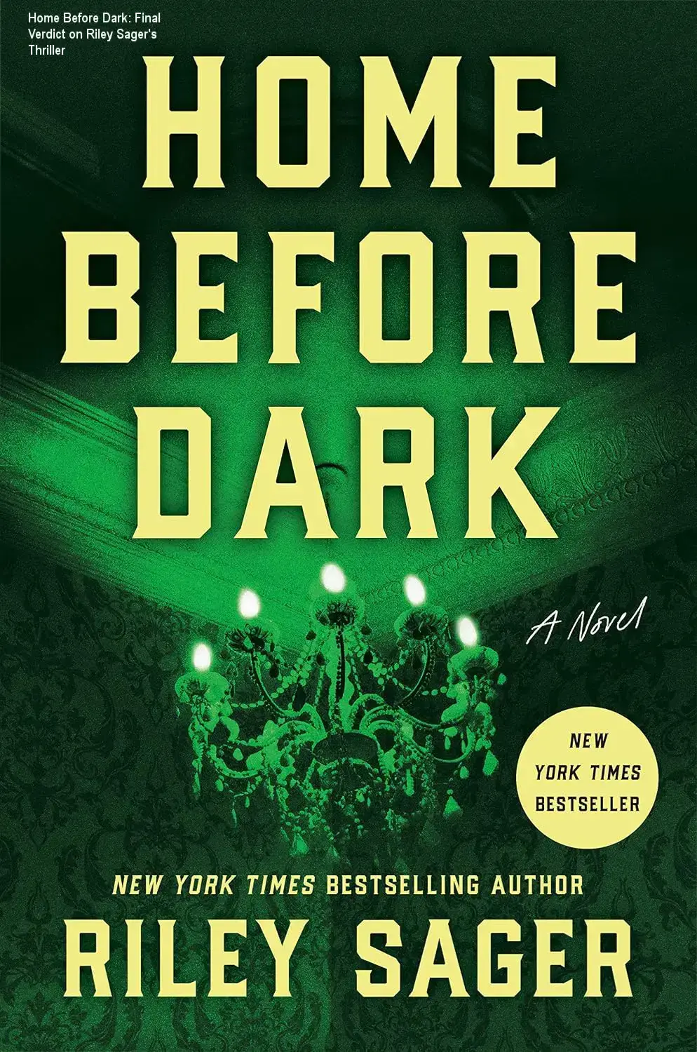 Cover of the novel Home Before Dark by Riley Sager featuring a mysterious Victorian estate