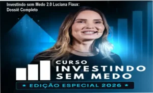 Interface de estudos do curso Investindo sem Medo de Luciana Fiaux mostrando módulos e simuladores