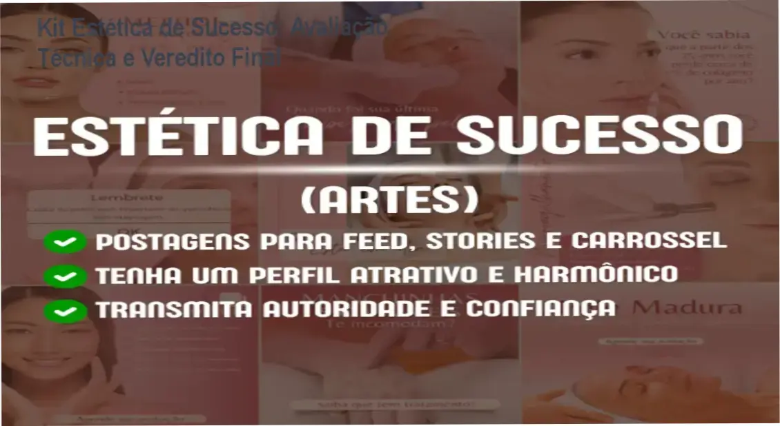 Capa do Kit Estética de Sucesso mostrando templates profissionais para estética facial e corporal editáveis no Canva