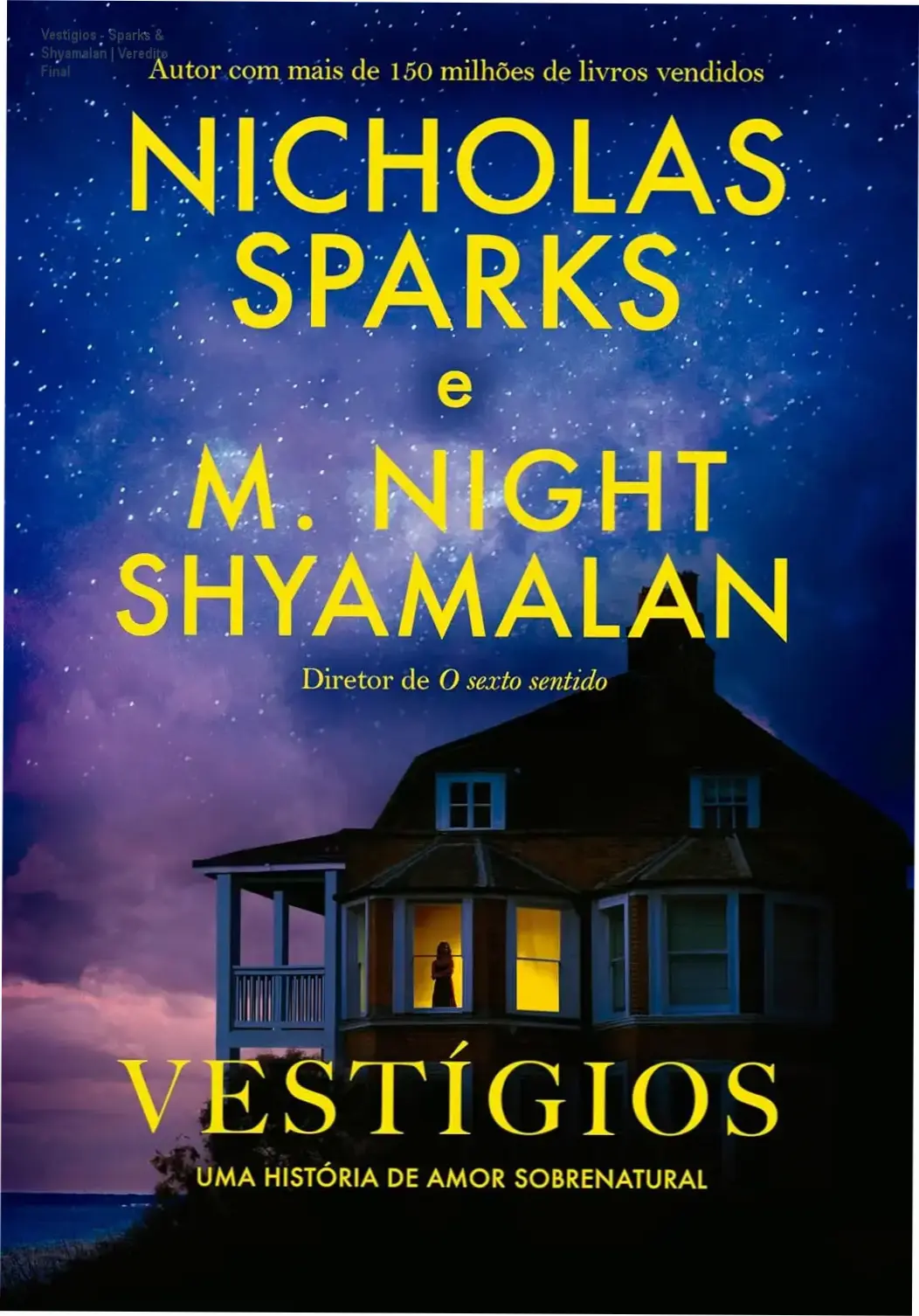 Capa do livro Vestígios, obra de Nicholas Sparks e M. Night Shyamalan